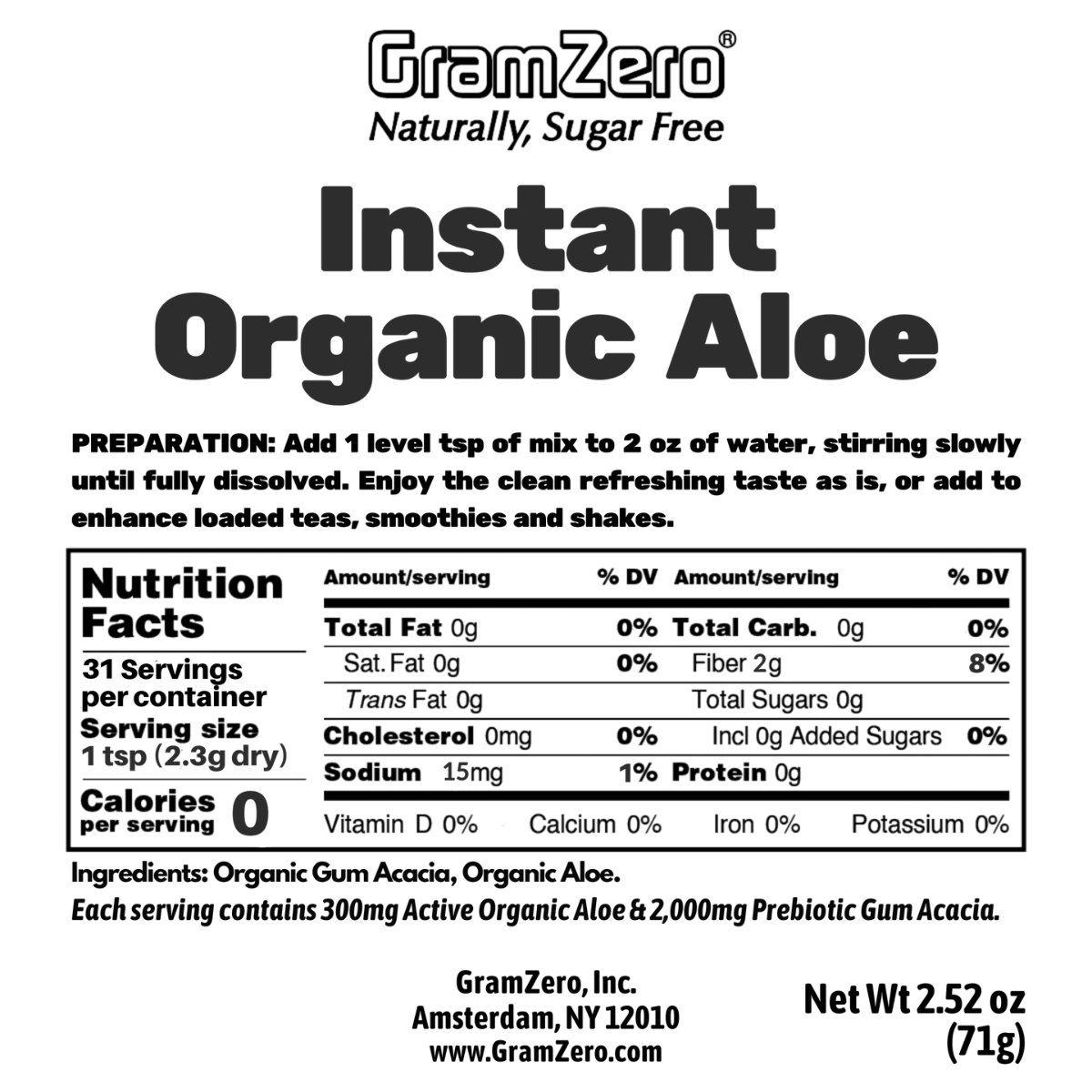 Organic ALOE Pack: Instant Active Aloe Mix, 2.52 Oz